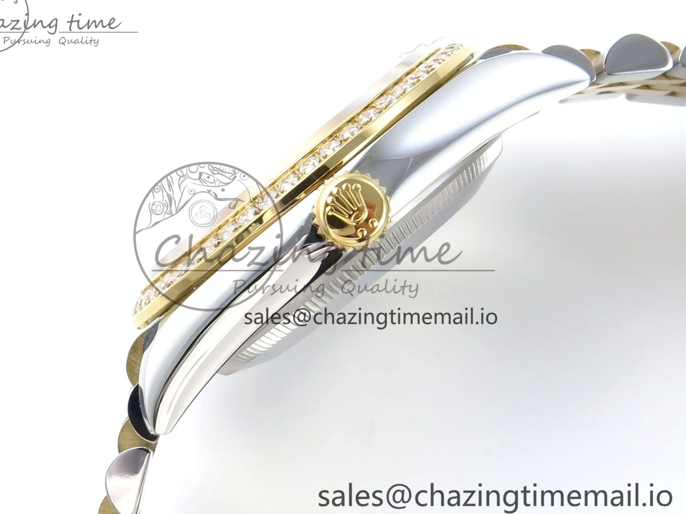 MiroTime 0109 Stretchable DateJust 36 126283RBR EWEF Best Edition Black Diamonds Dial on SS YG Jubilee Bracelet A 634